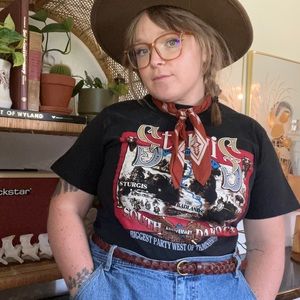 vintage sturgis motorcycle rally 1995 y2k black graphic tee shirt <3